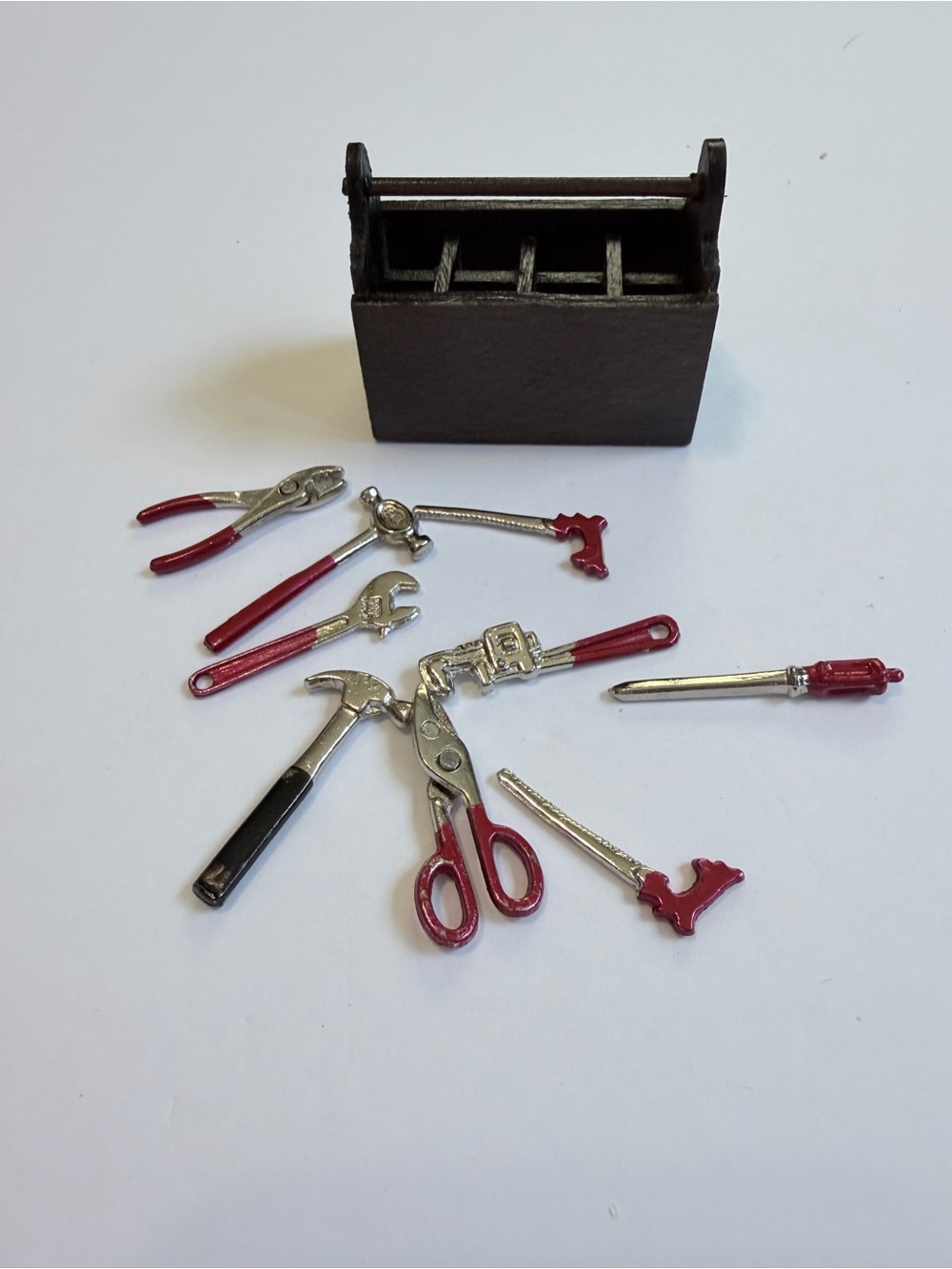 Miniature Red and Silver Tool Set for doll house